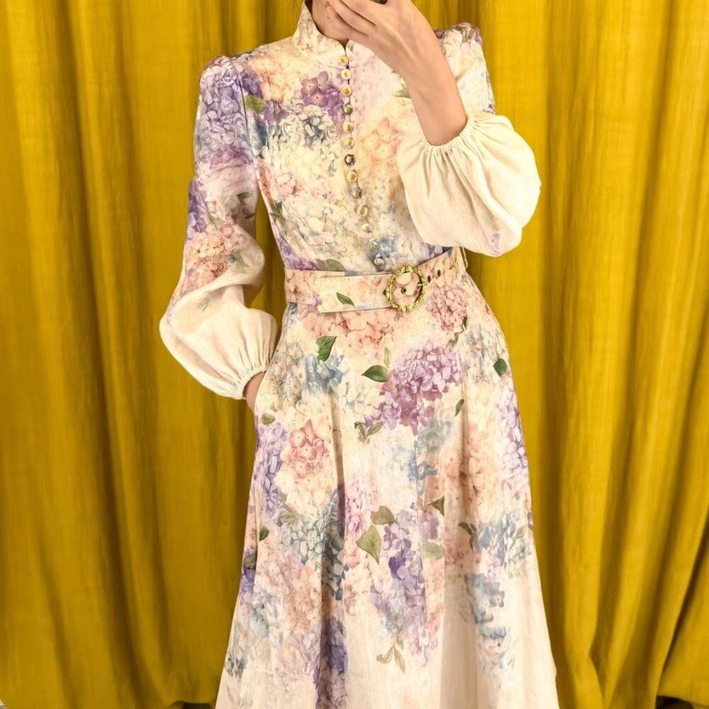 Zimmermann  DAWNING BUTTONED MIDI DRESS